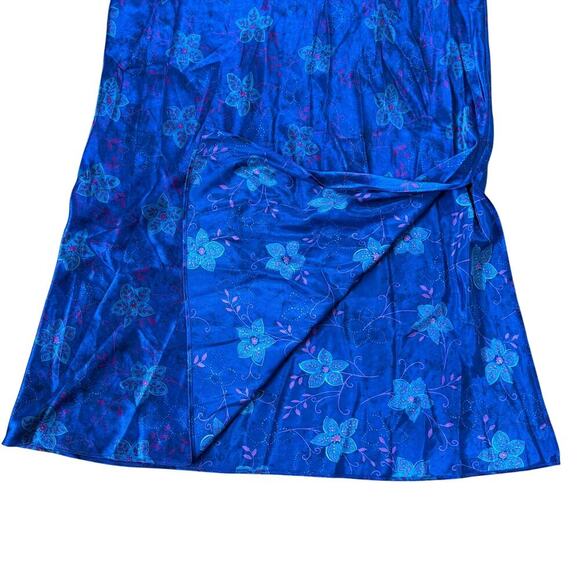 Valarie Stevens 90's Blue Floral Maxi Midi Slip Dress Size M Romantic Feminine - Picture 6 of 10